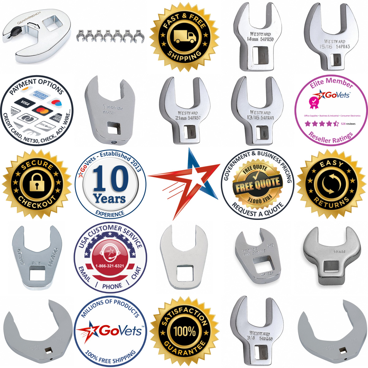 Millions of Products A selection of Crowfoot Wrenches products on GoVets