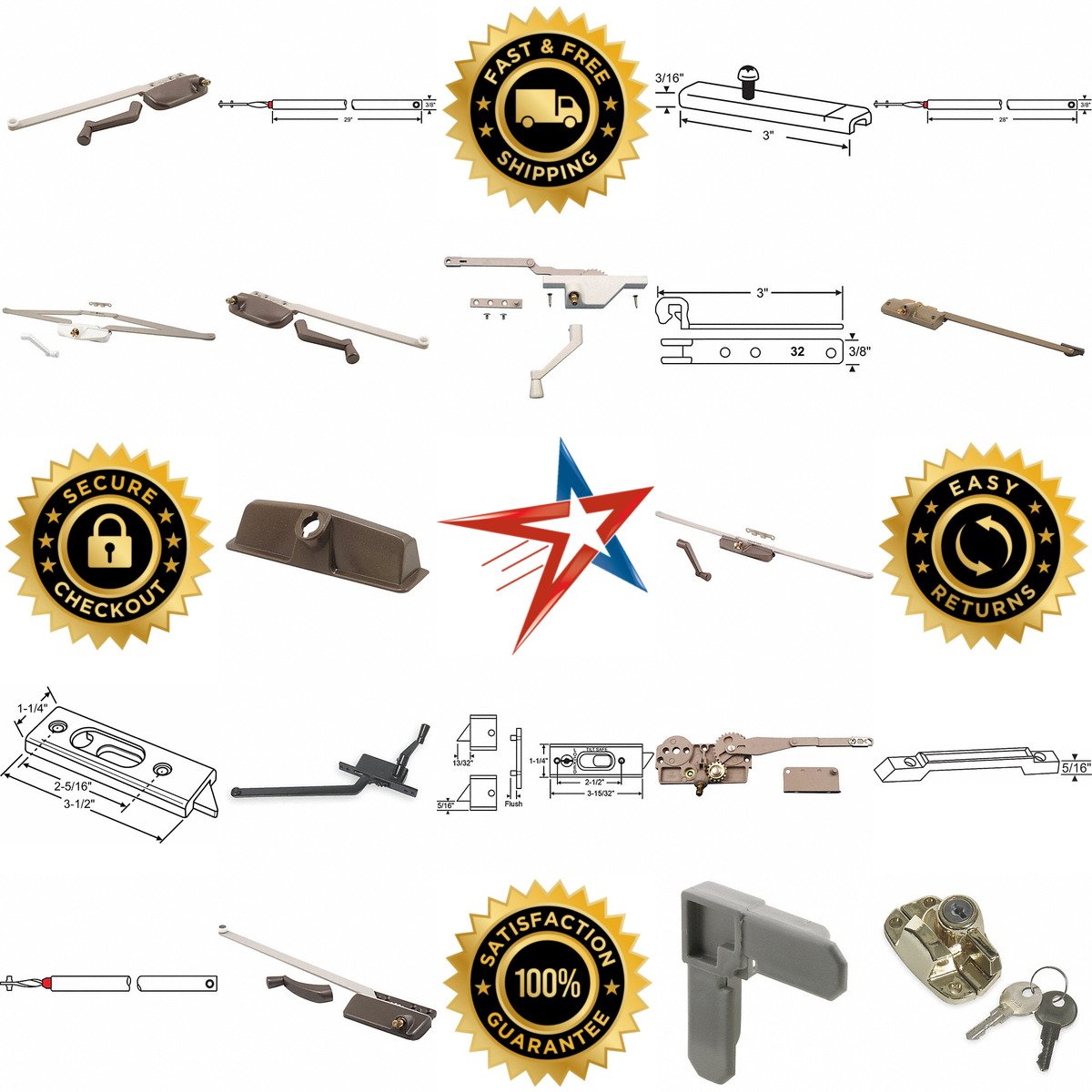 A selection of Window Locks and Hardware products on GoVets