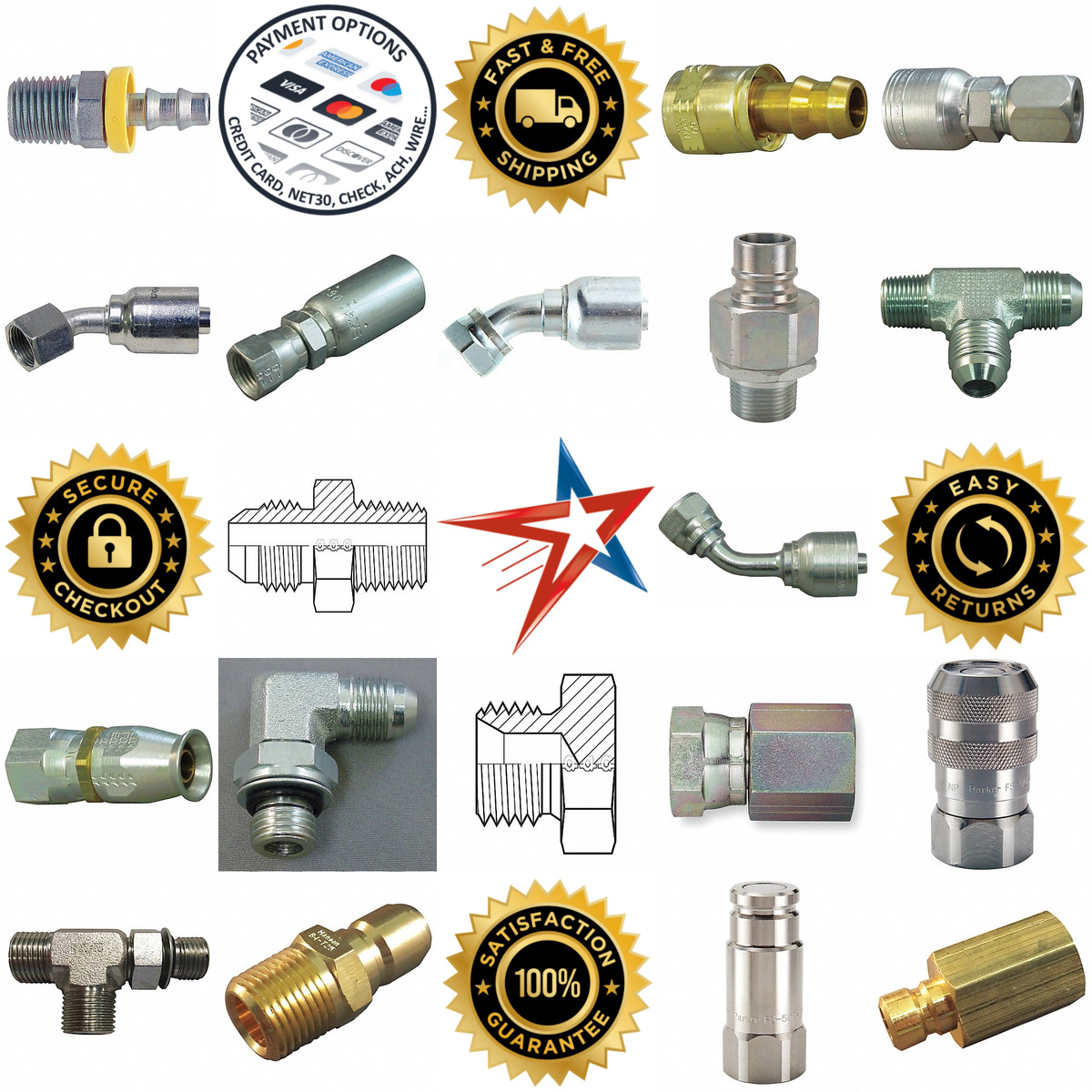 A selection of Hydraulic Hose Fittings and Couplings products on GoVets