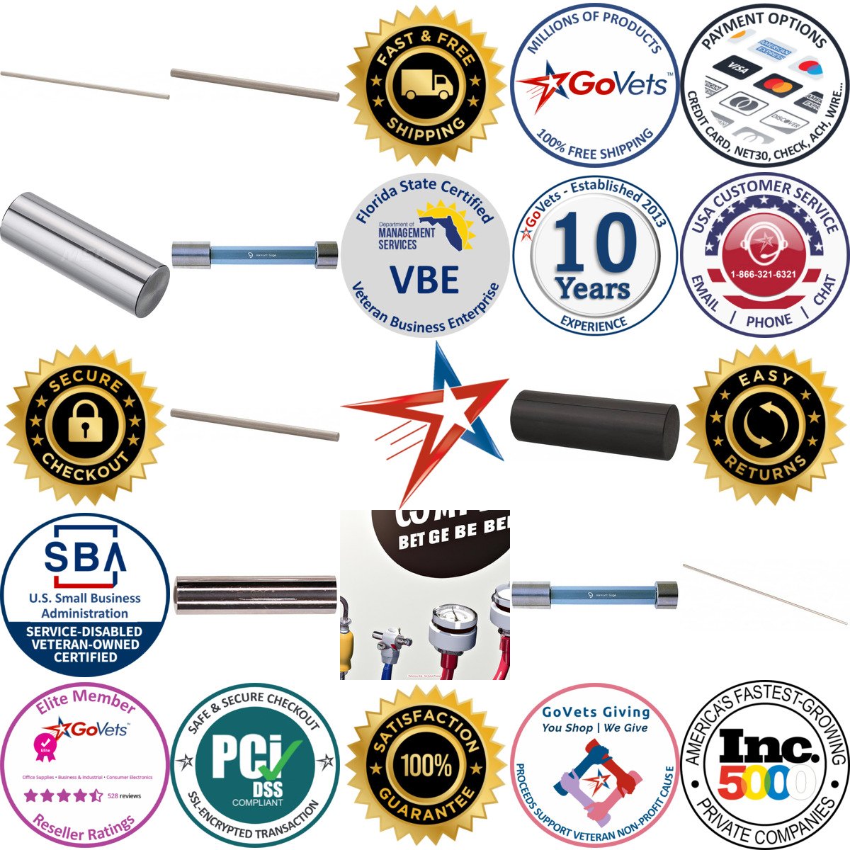 A selection of Plug and Pin go no go Gages and Accessories products on GoVets