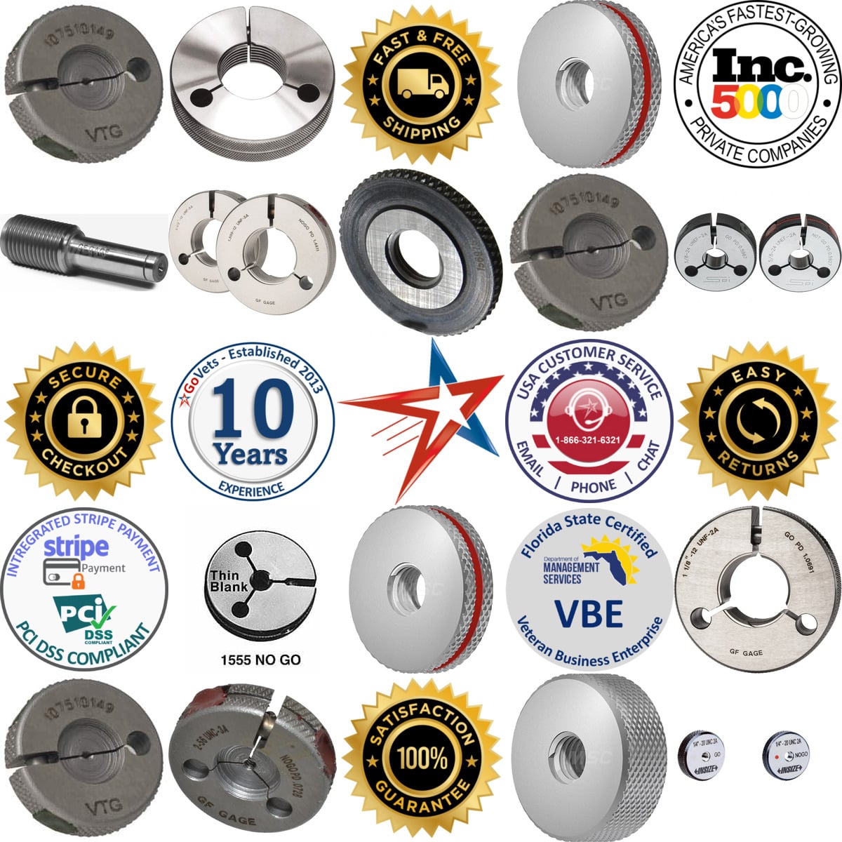 Millions of Products A selection of Ring Thread go no go Gages and Sets products on GoVets