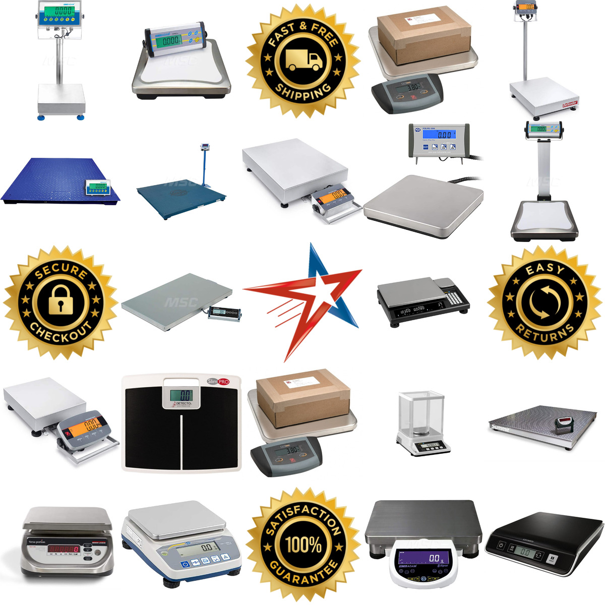 A selection of Shipping and Receiving Platform and Bench Scales products on GoVets