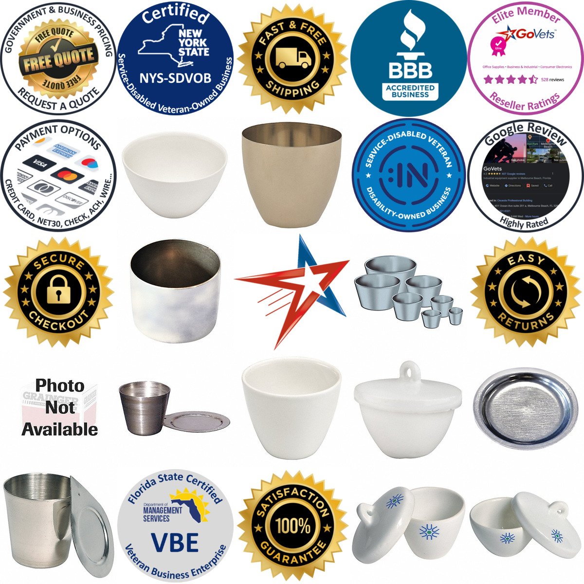 A selection of Crucibles and Heating Bowls products on GoVets