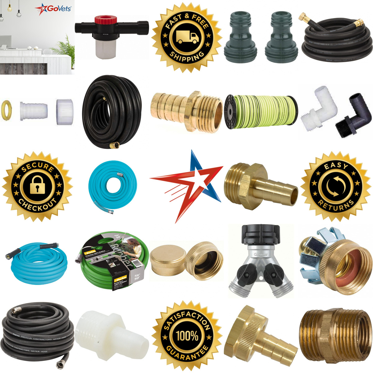 A selection of Garden Hose Fittings Nozzles and Racks products on GoVets