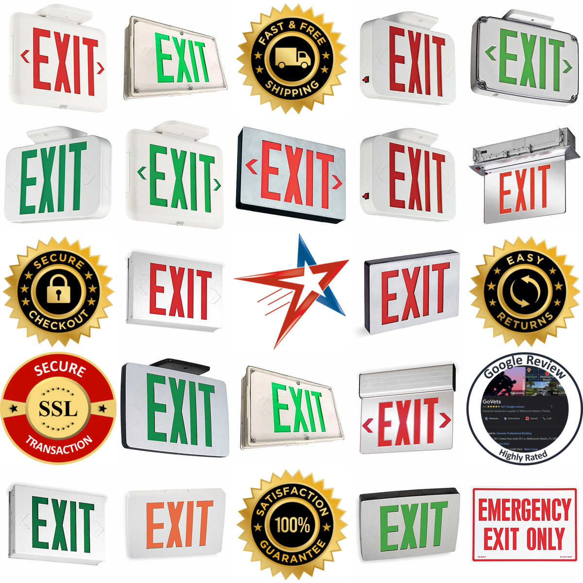 A selection of Electrically Powered Exit Signs products on GoVets