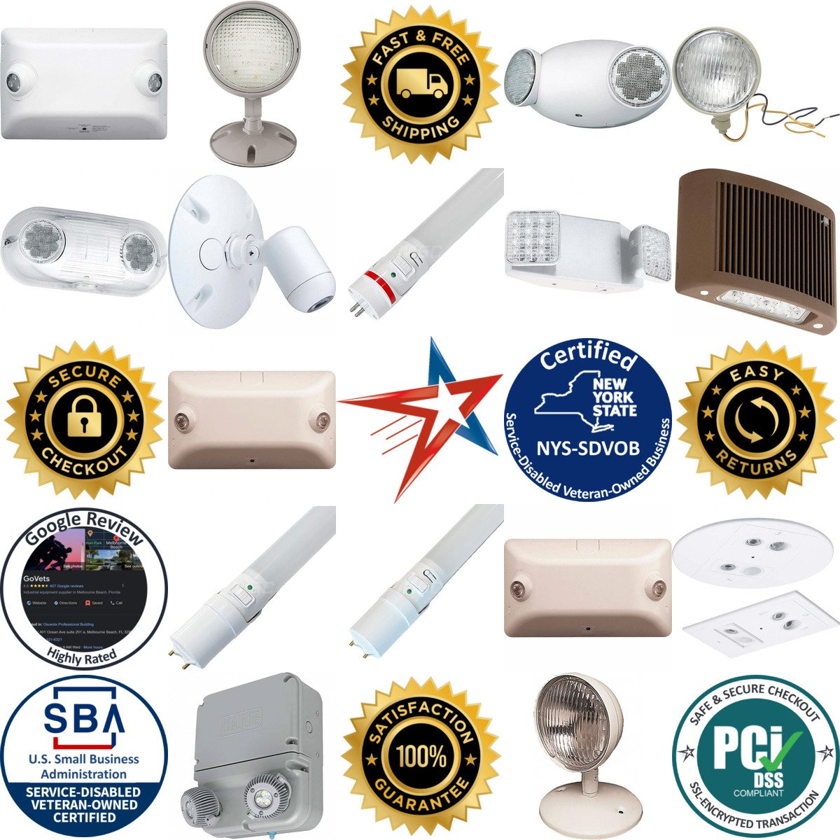A selection of Emergency Lights products on GoVets