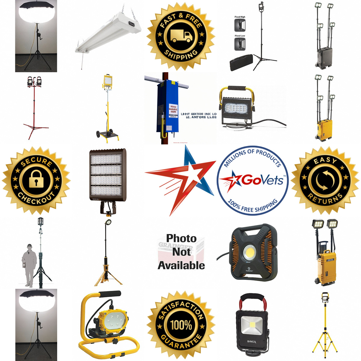 A selection of Free Standing Temporary Job Site Lights products on GoVets
