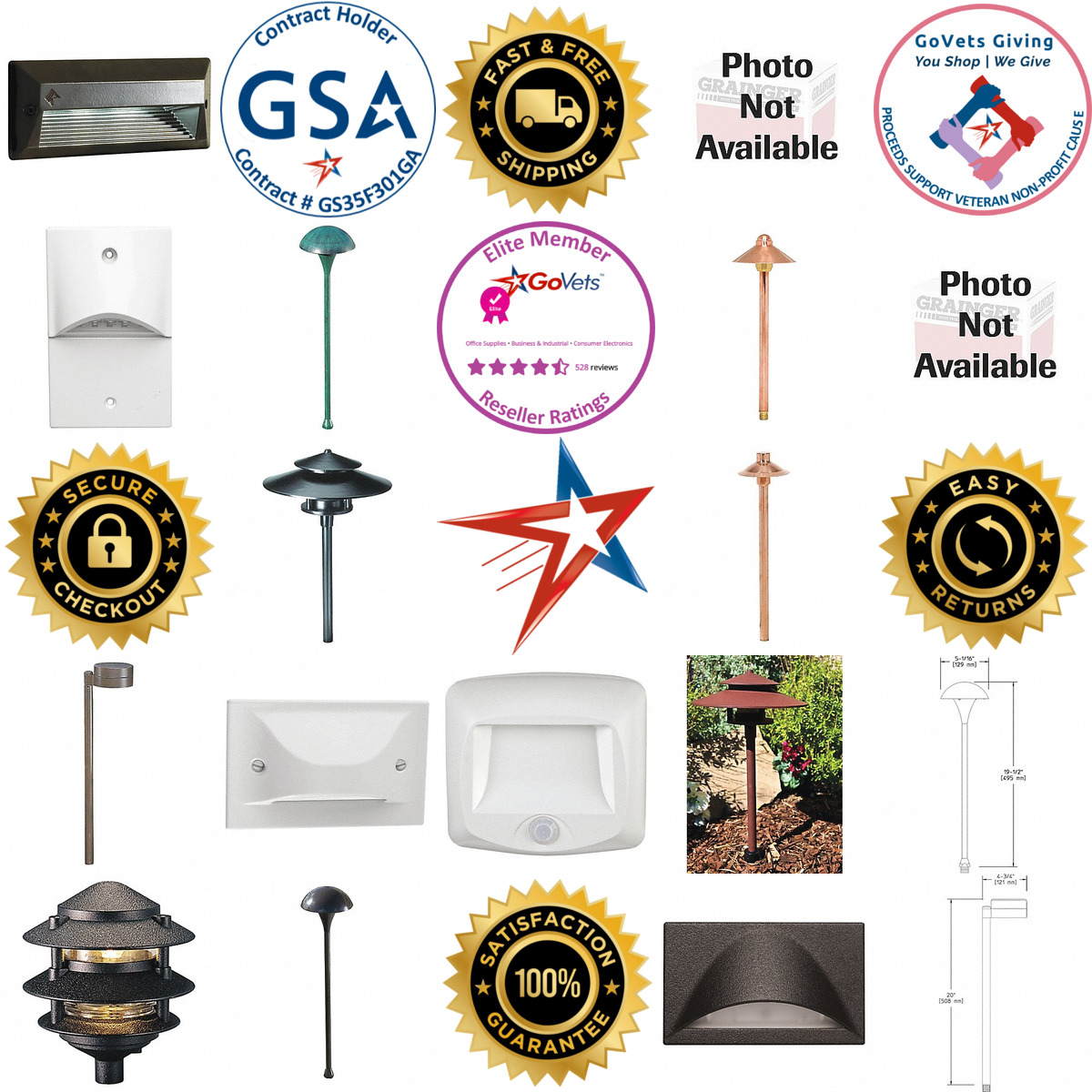 A selection of Landscape Pathway and Step Lights products on GoVets