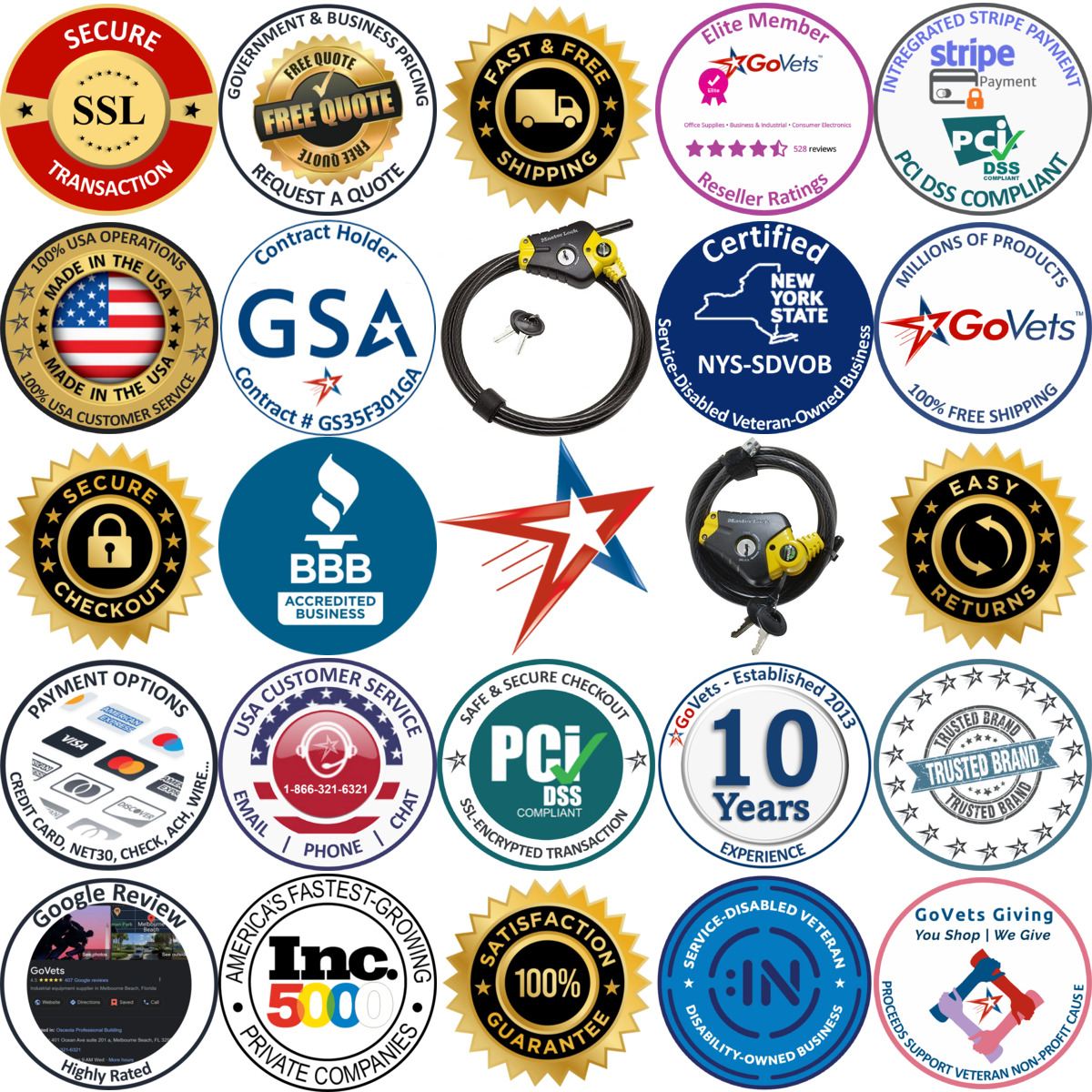 A selection of Master Lock products on GoVets