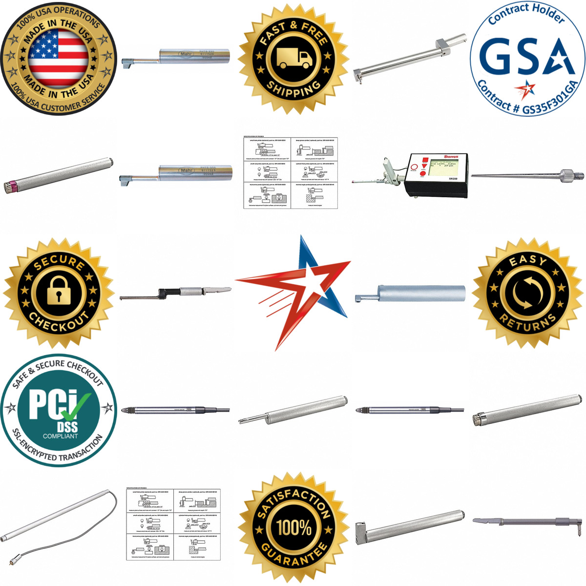 A selection of Surface Roughness Tester Probes and Extension Rods products on GoVets