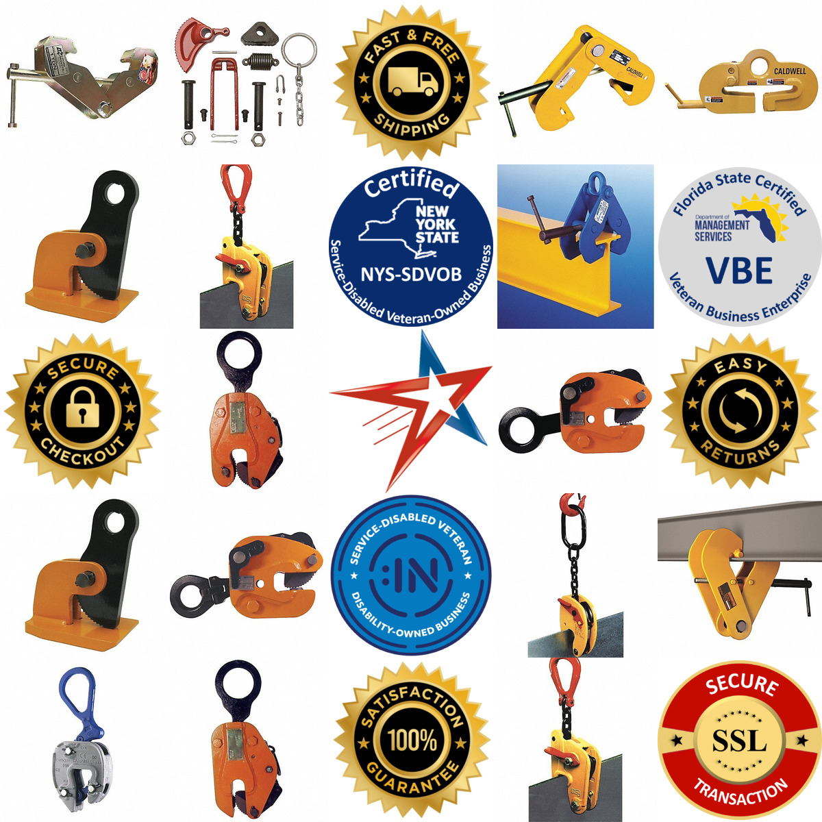 A selection of Plate and Beam Lifting Clamps products on GoVets