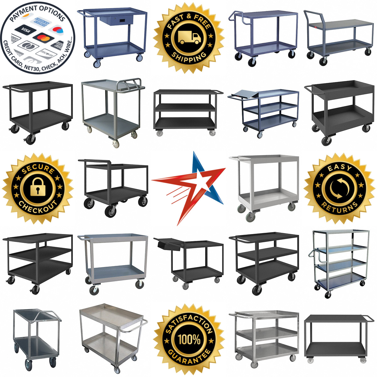 A selection of Metal Shelf and Utility Carts products on GoVets