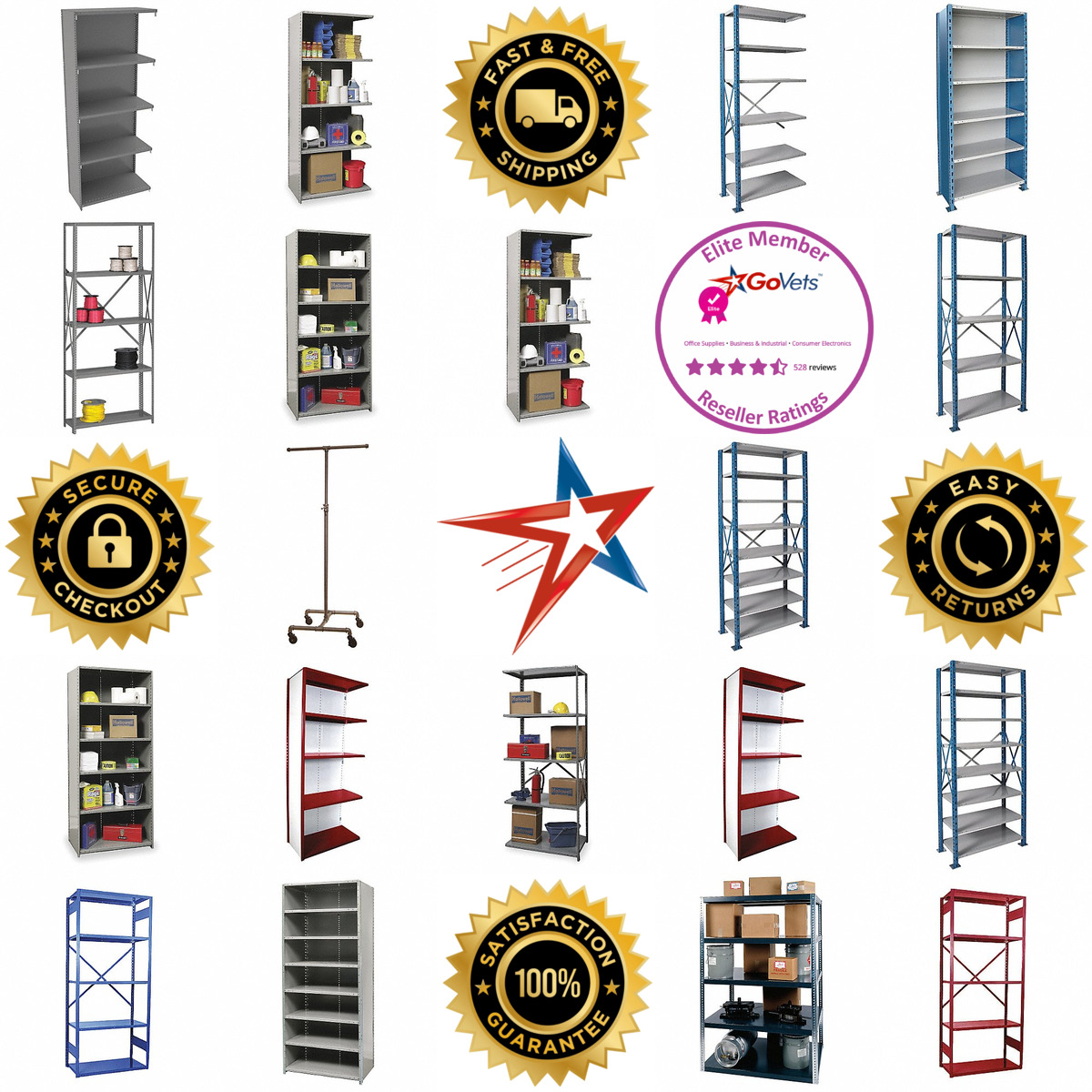 A selection of Freestanding Stationary Metal Shelving products on GoVets