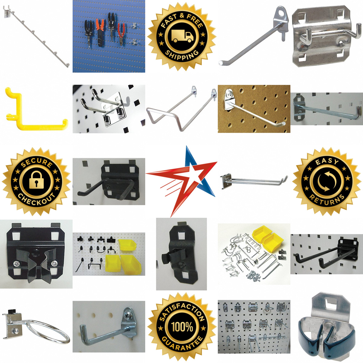 A selection of Pegboard Hooks Bins and Tool Holders products on GoVets