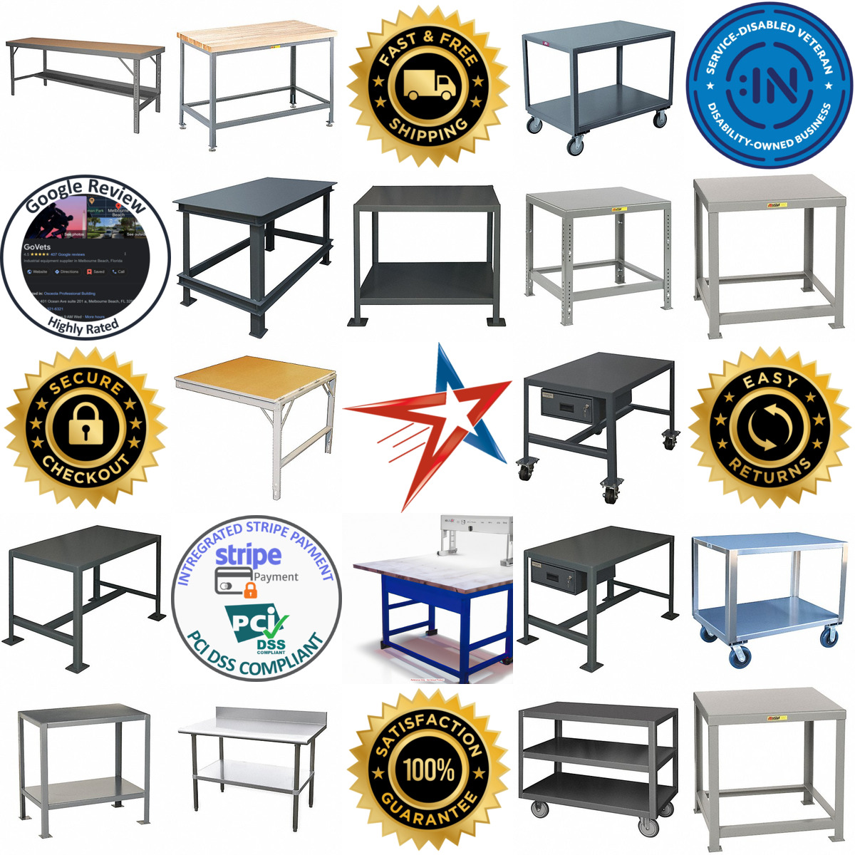 A selection of Work Tables products on GoVets