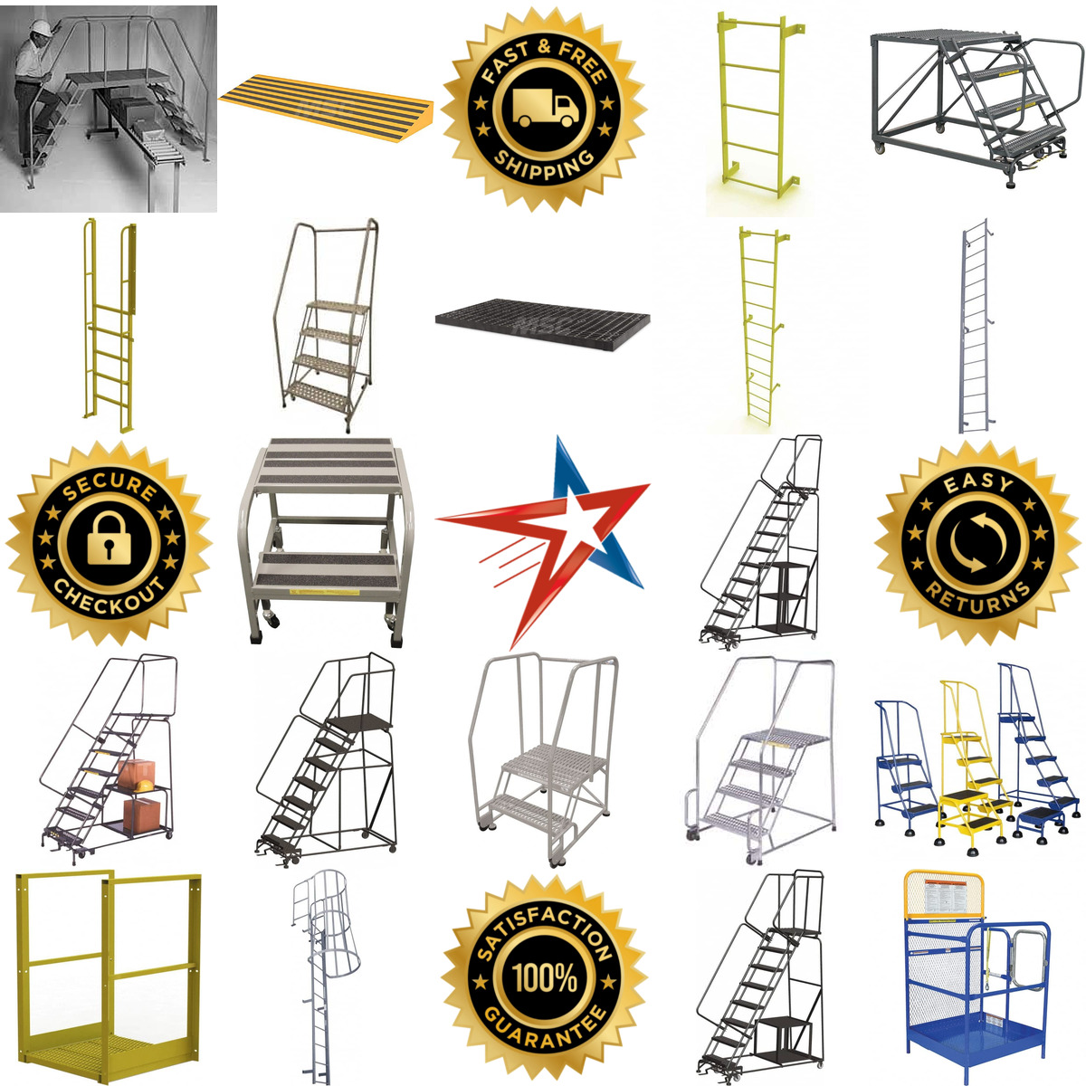 A selection of Rolling and Wall Mounted Ladders and Platforms products on GoVets