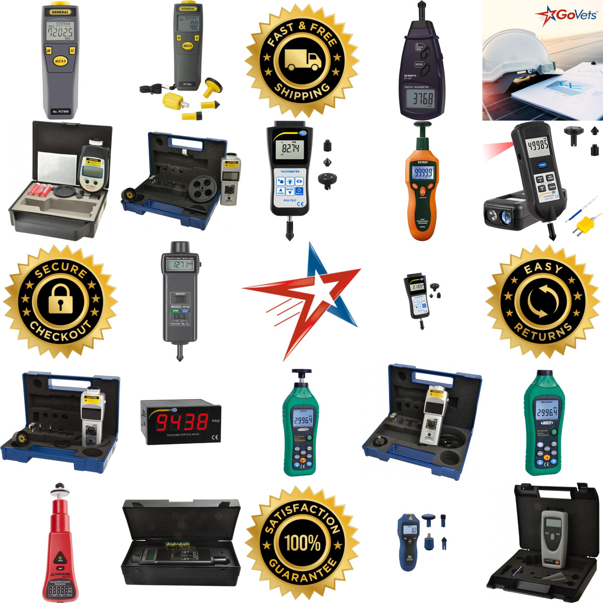 Millions of Products A selection of Tachometers products on GoVets