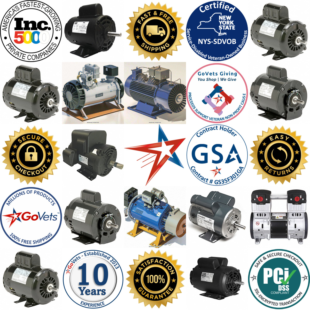 A selection of Air Compressor Motors products on GoVets
