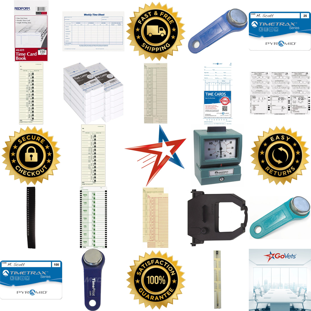 A selection of Time Cards and Time Clock Accessories products on GoVets