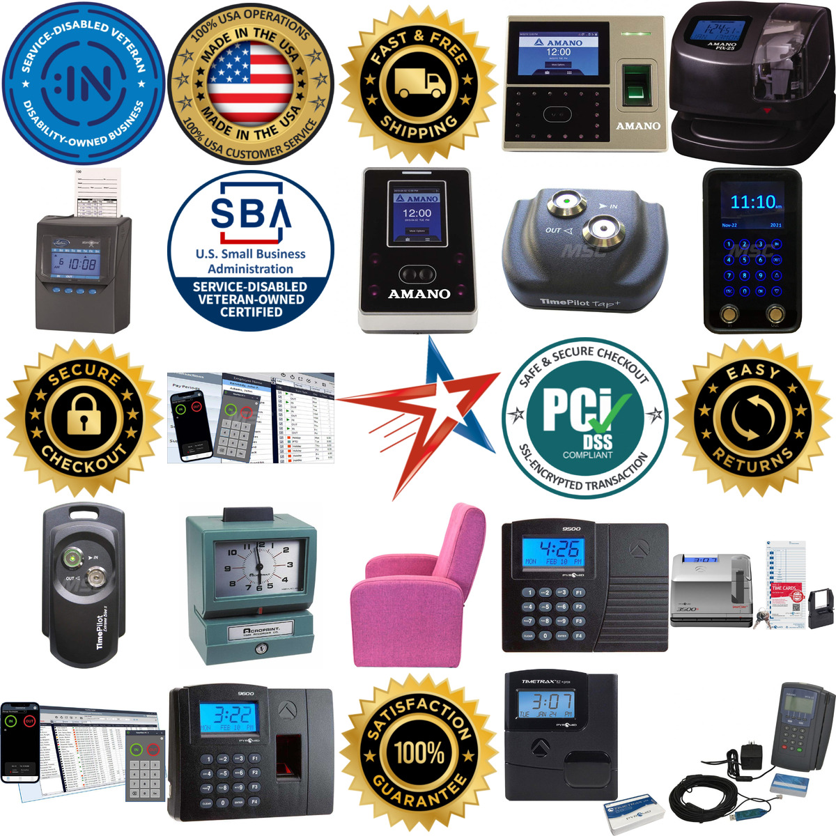 Millions of Products A selection of Time Clocks and Time Recorders products on GoVets