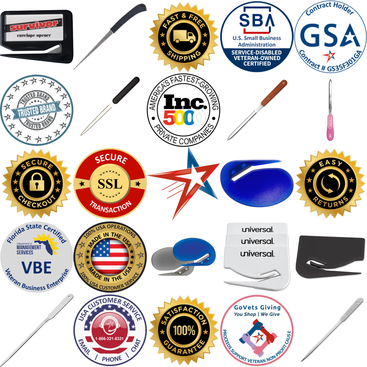 Millions of Products A selection of Letter Openers products on GoVets