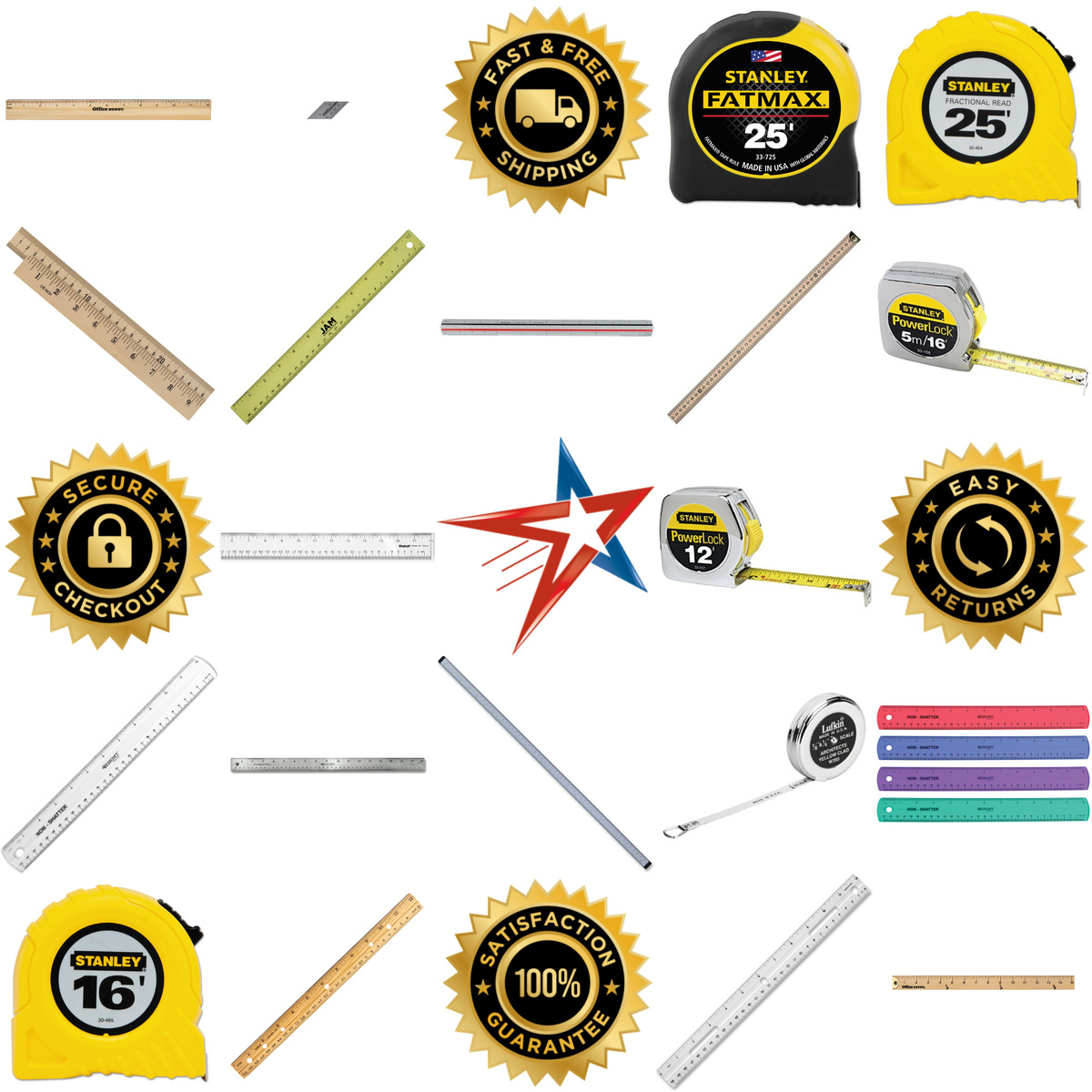 A selection of Rulers Yardsticks and Tape Measures products on GoVets