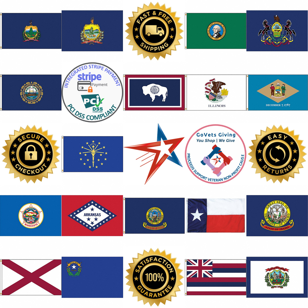 A selection of State Flags products on GoVets