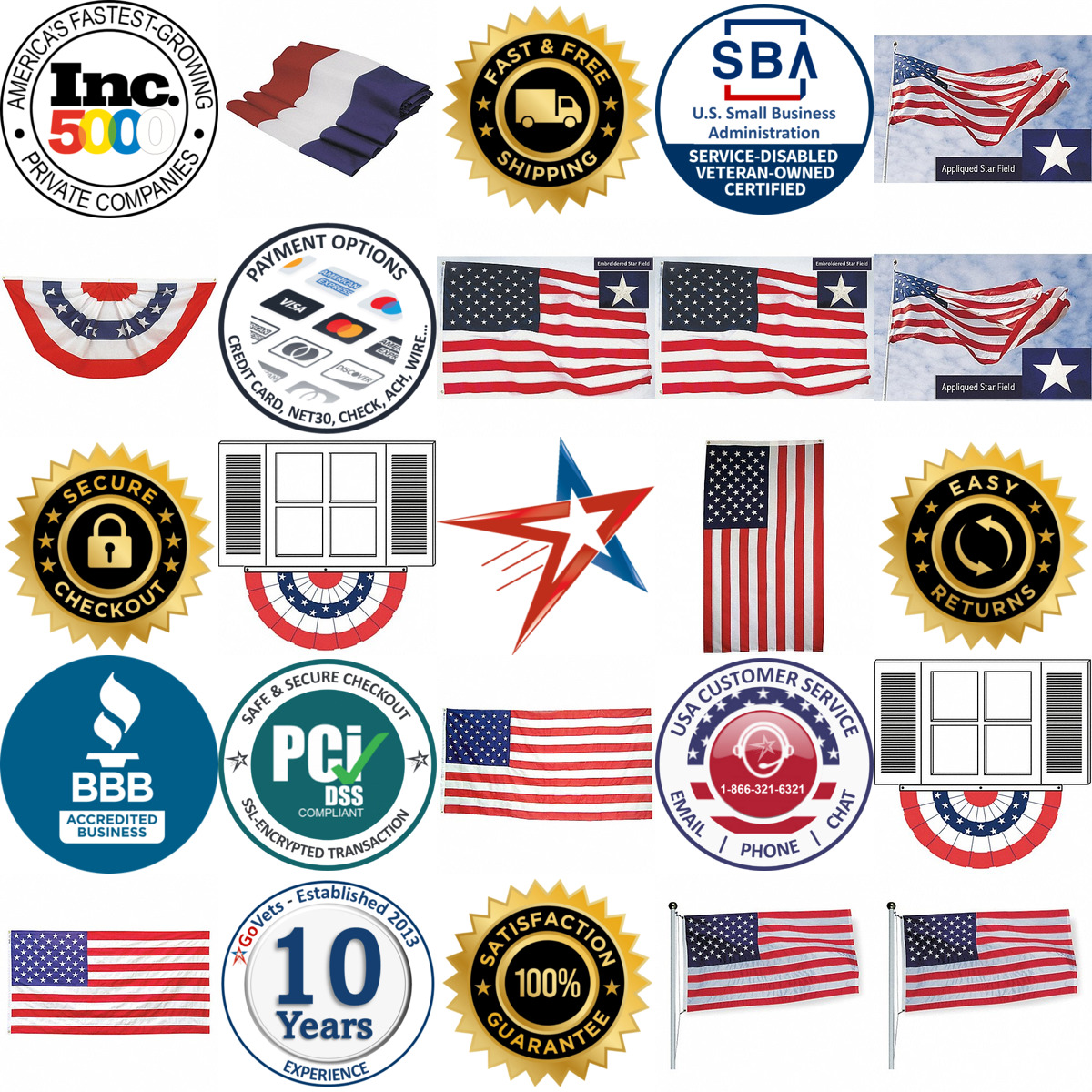 A selection of us Flags products on GoVets
