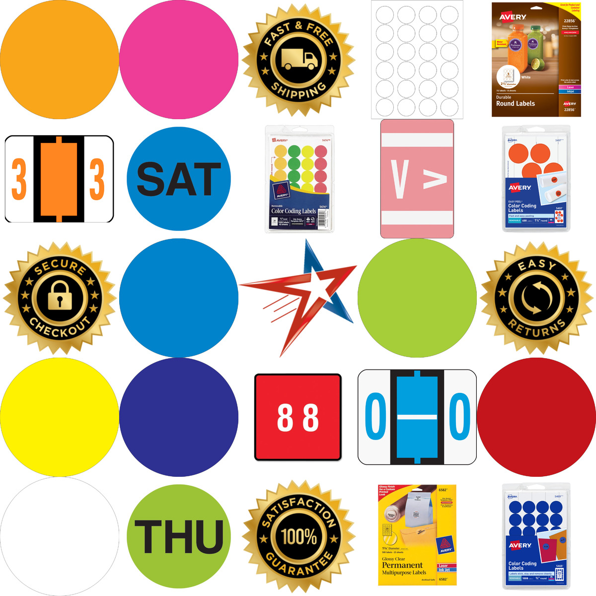 A selection of Color Coding and Round Labels products on GoVets