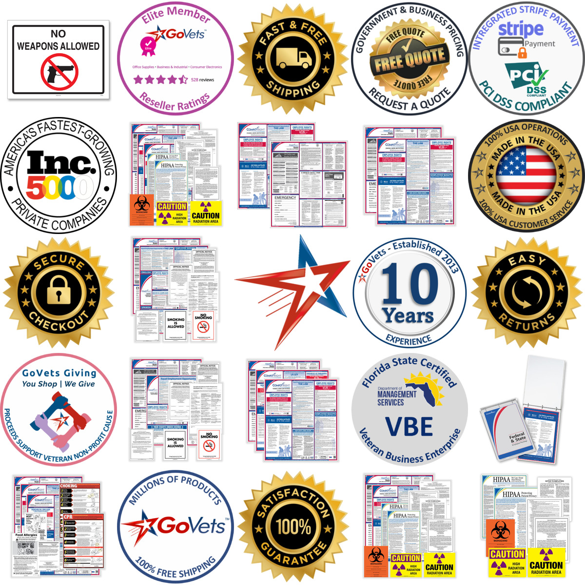 A selection of Federal and State Poster Kits products on GoVets