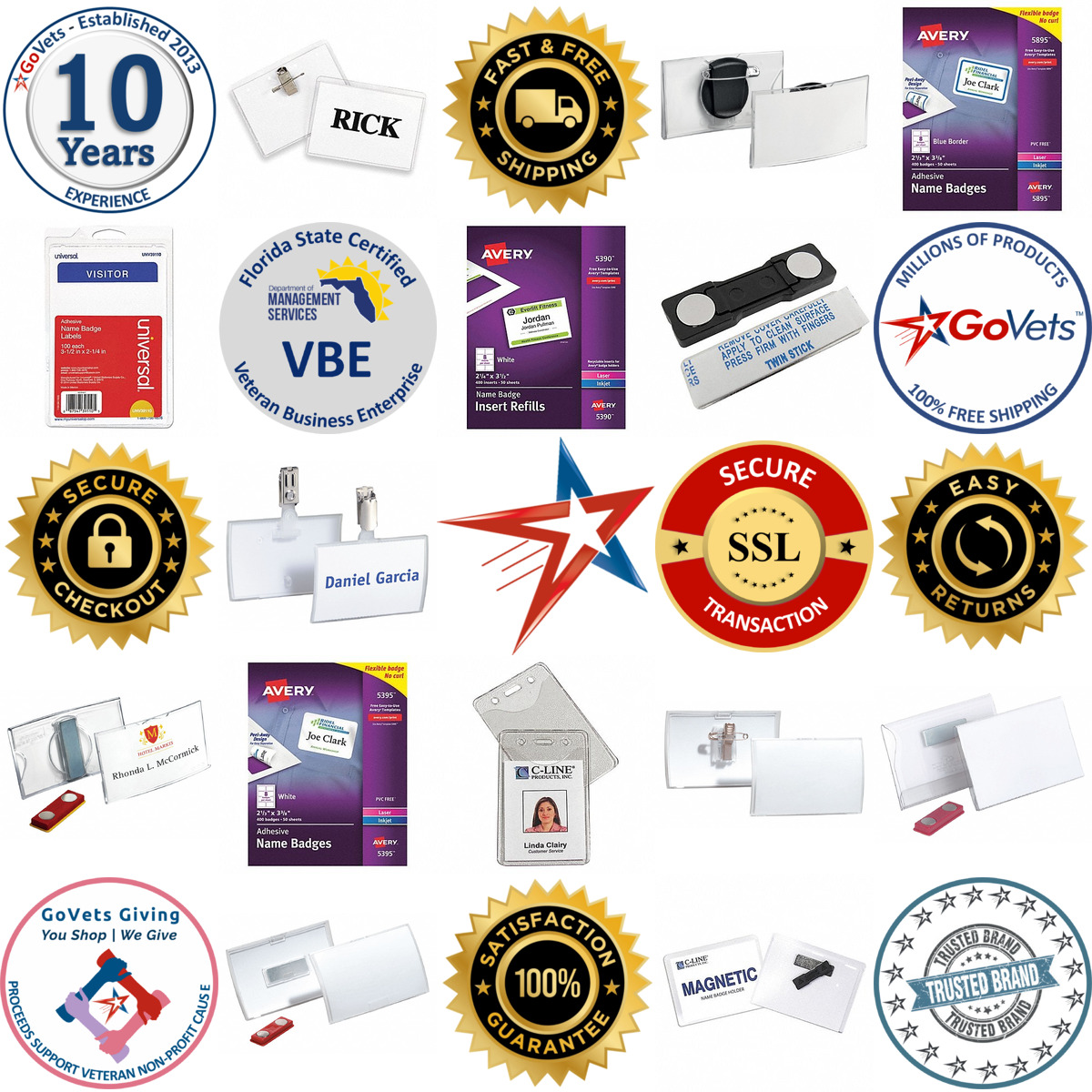 A selection of Name Badges products on GoVets