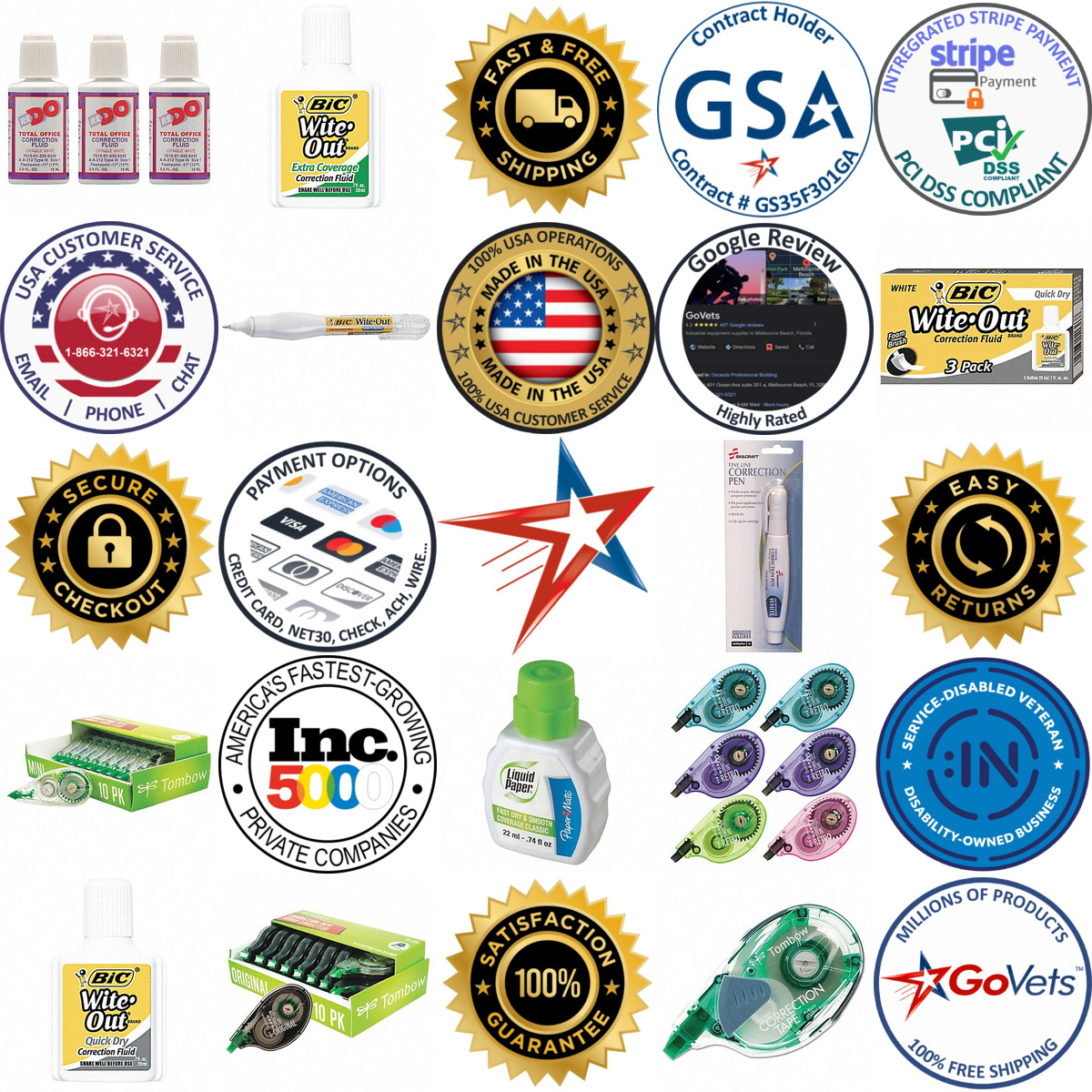 A selection of Correction Fluids and Pens products on GoVets