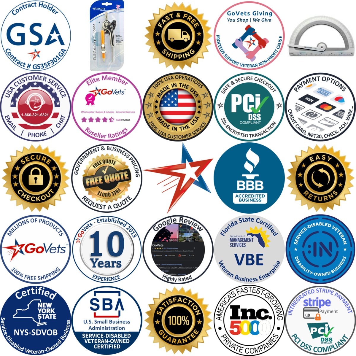 Millions of Products A selection of Compasses and Protractors products on GoVets
