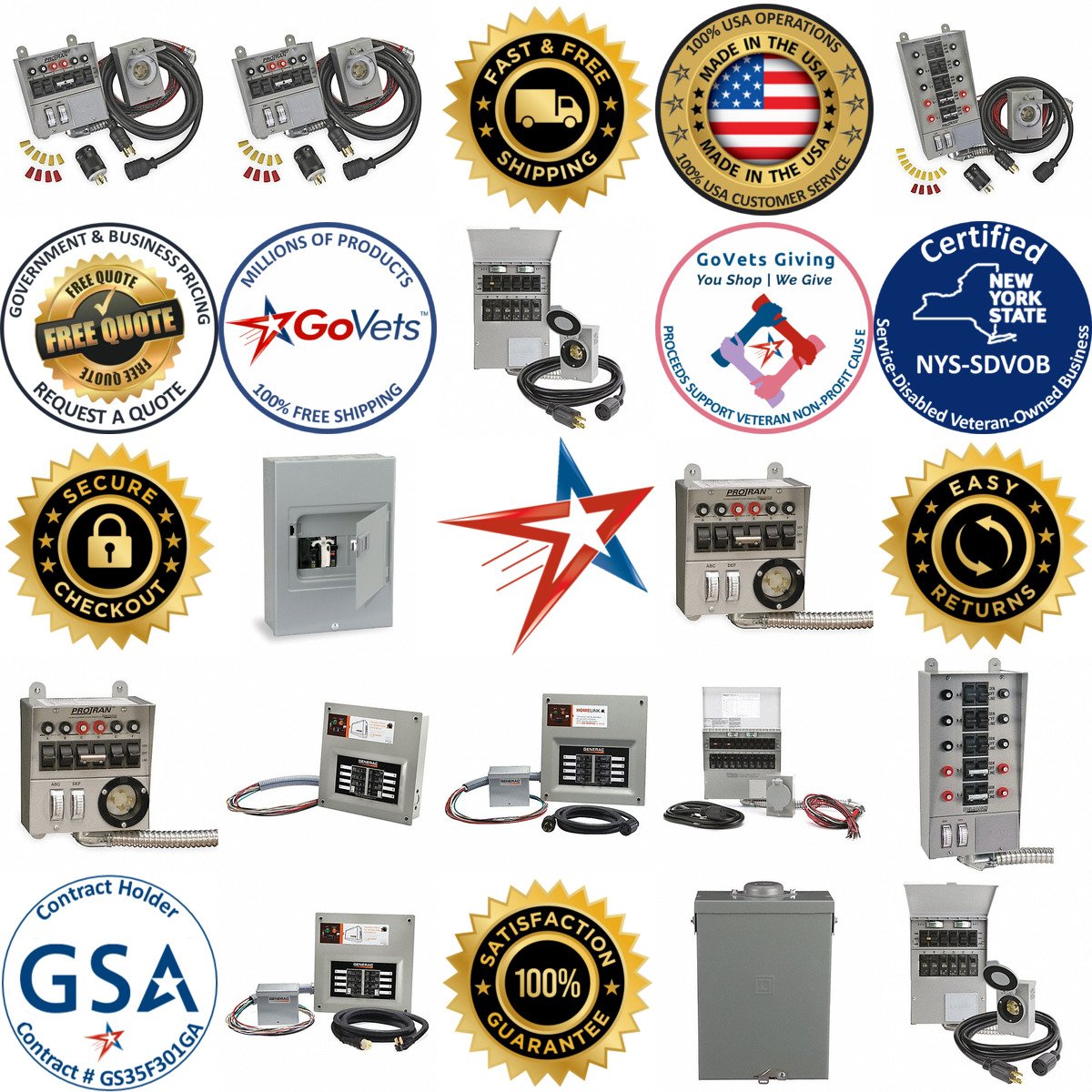 A selection of Generator Transfer Switches  Manual products on GoVets