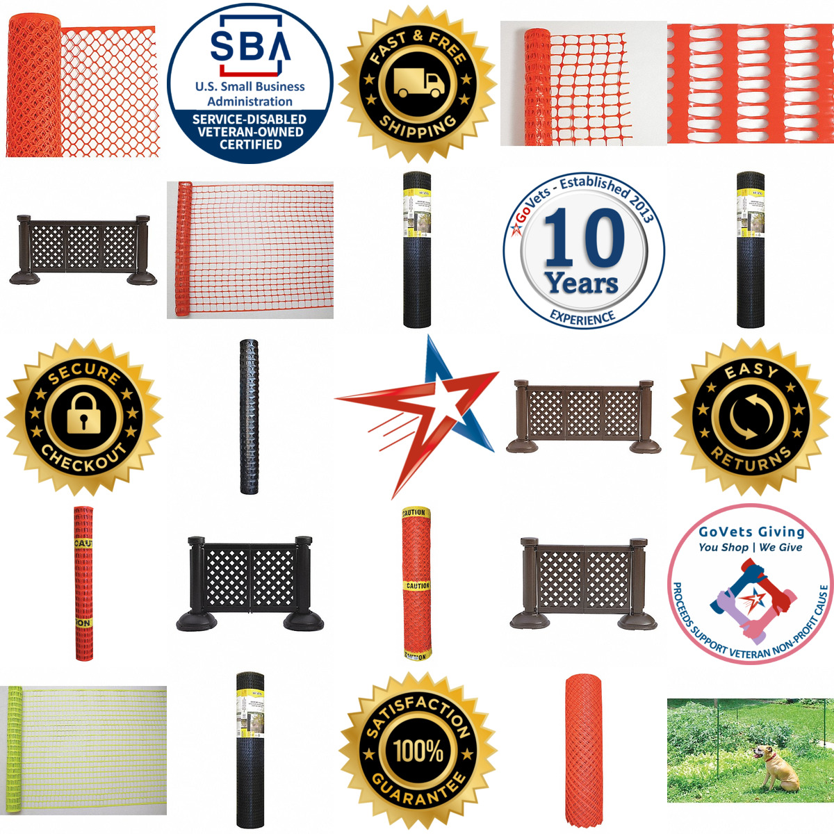 A selection of Barrier and Safety Fence products on GoVets