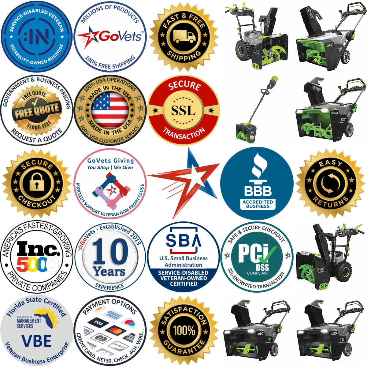 A selection of Electric Snow Blowers products on GoVets