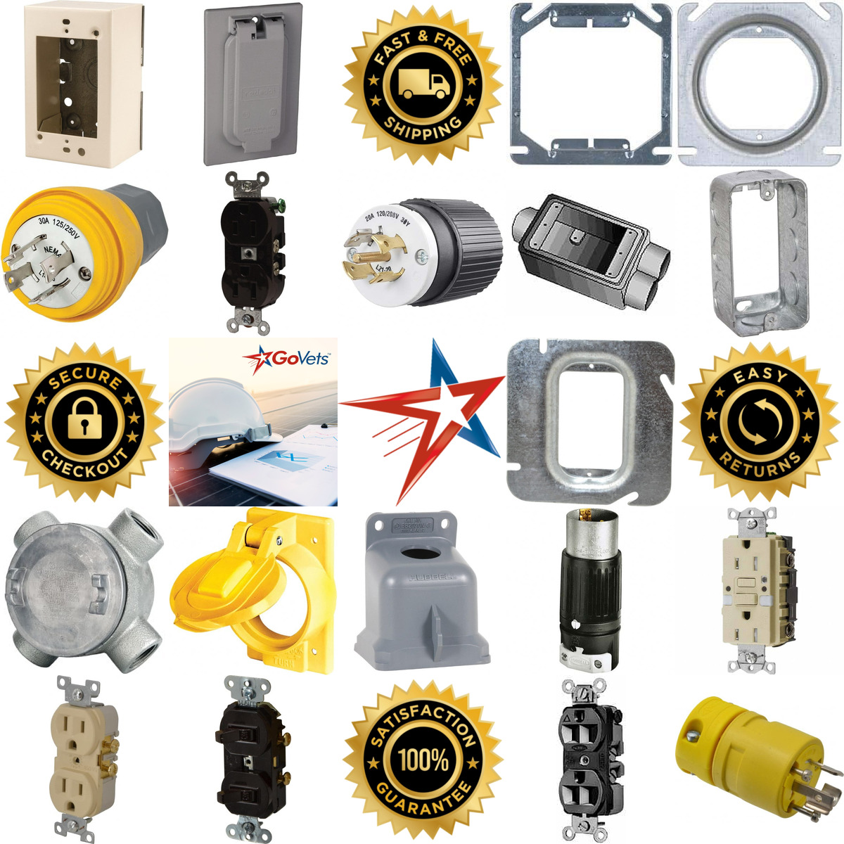 A selection of Outlet Receptacles Plugs Boxes and Wall Plates products on GoVets