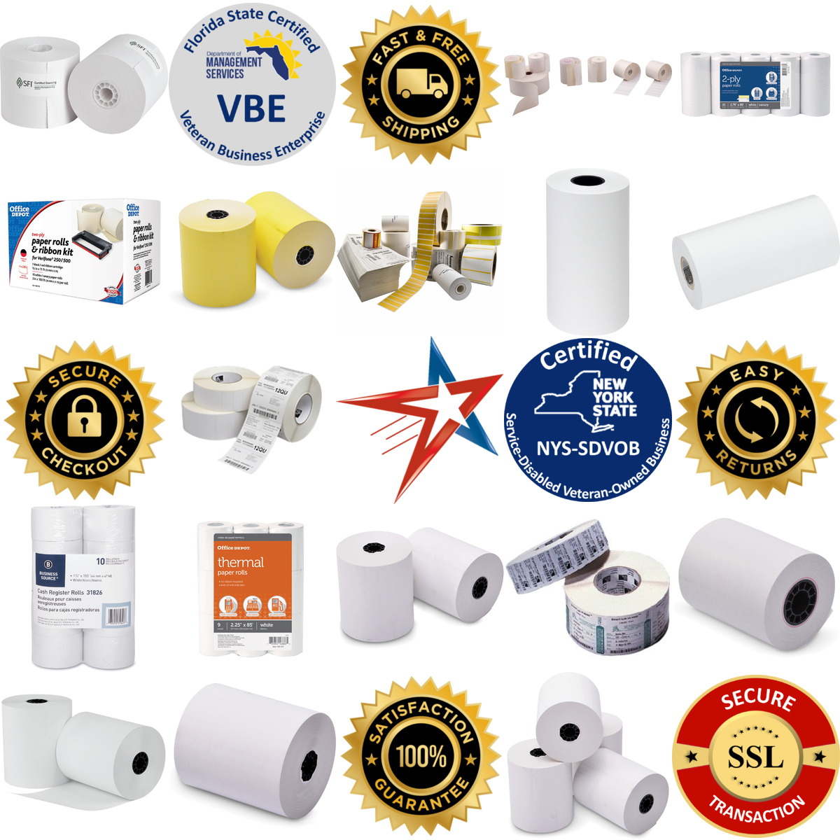 A selection of Cash Register and Thermal Paper Rolls products on GoVets