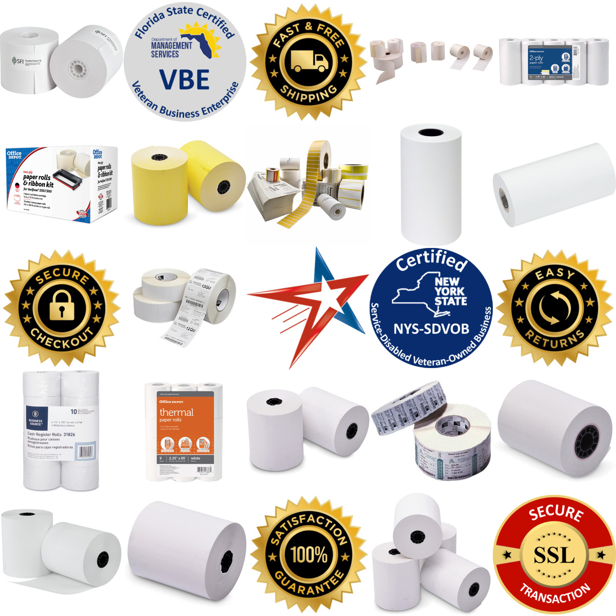 Millions of Products A selection of Cash Register and Thermal Paper Rolls products on GoVets