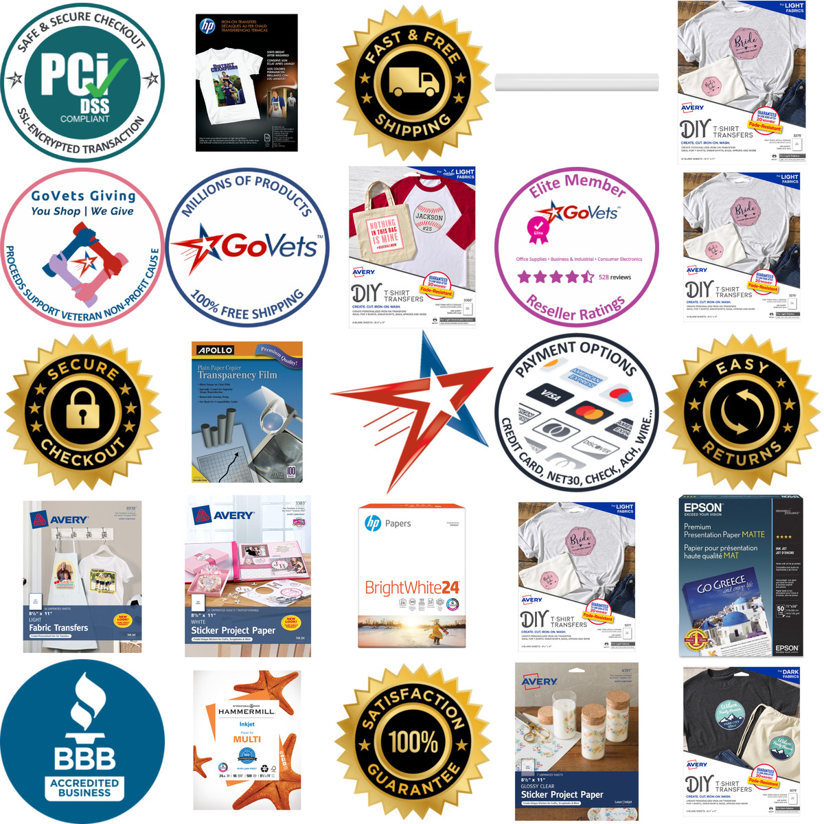 A selection of Inkjet Printer Paper products on GoVets