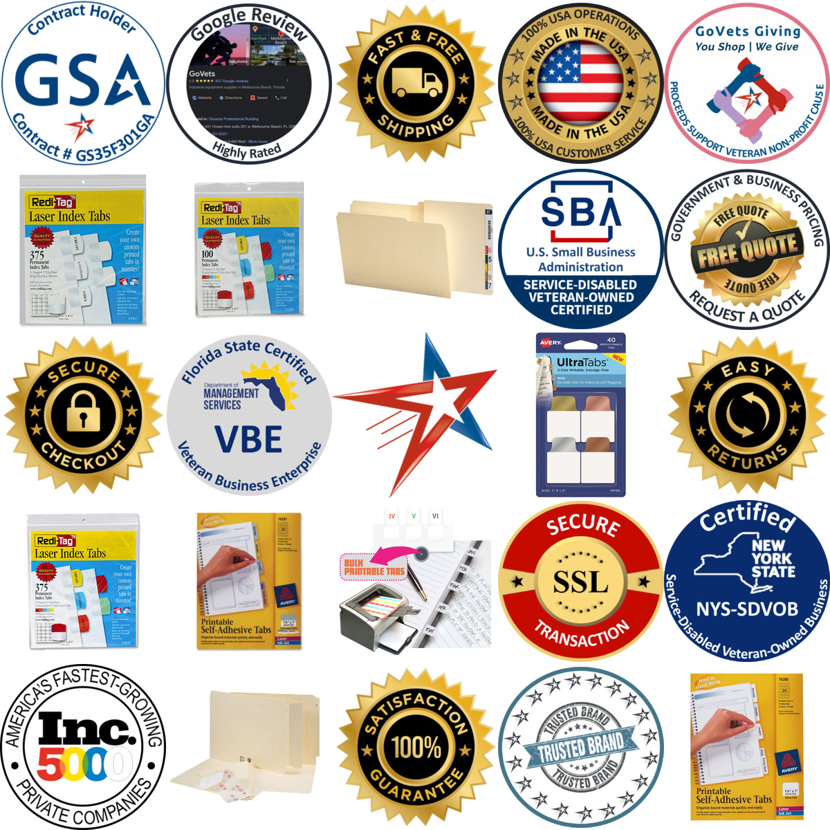 A selection of Sticky Tabs products on GoVets