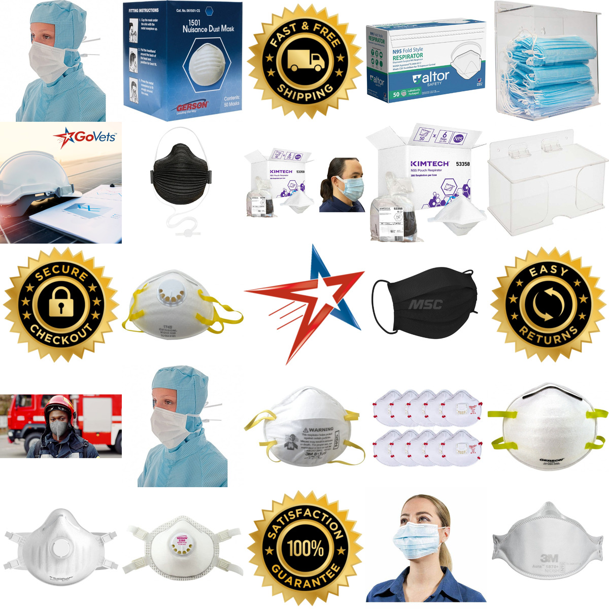 A selection of Disposable Respirators Masks and Dispensers products on GoVets