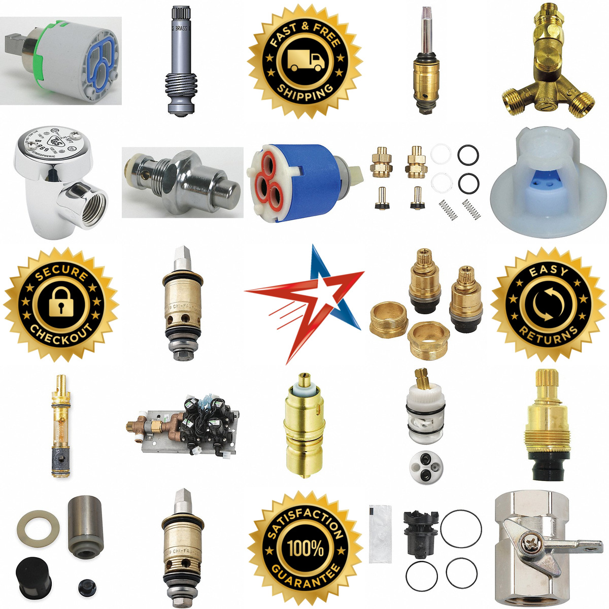 A selection of Faucet Cartridges Stems Valves and Valve Parts products on GoVets