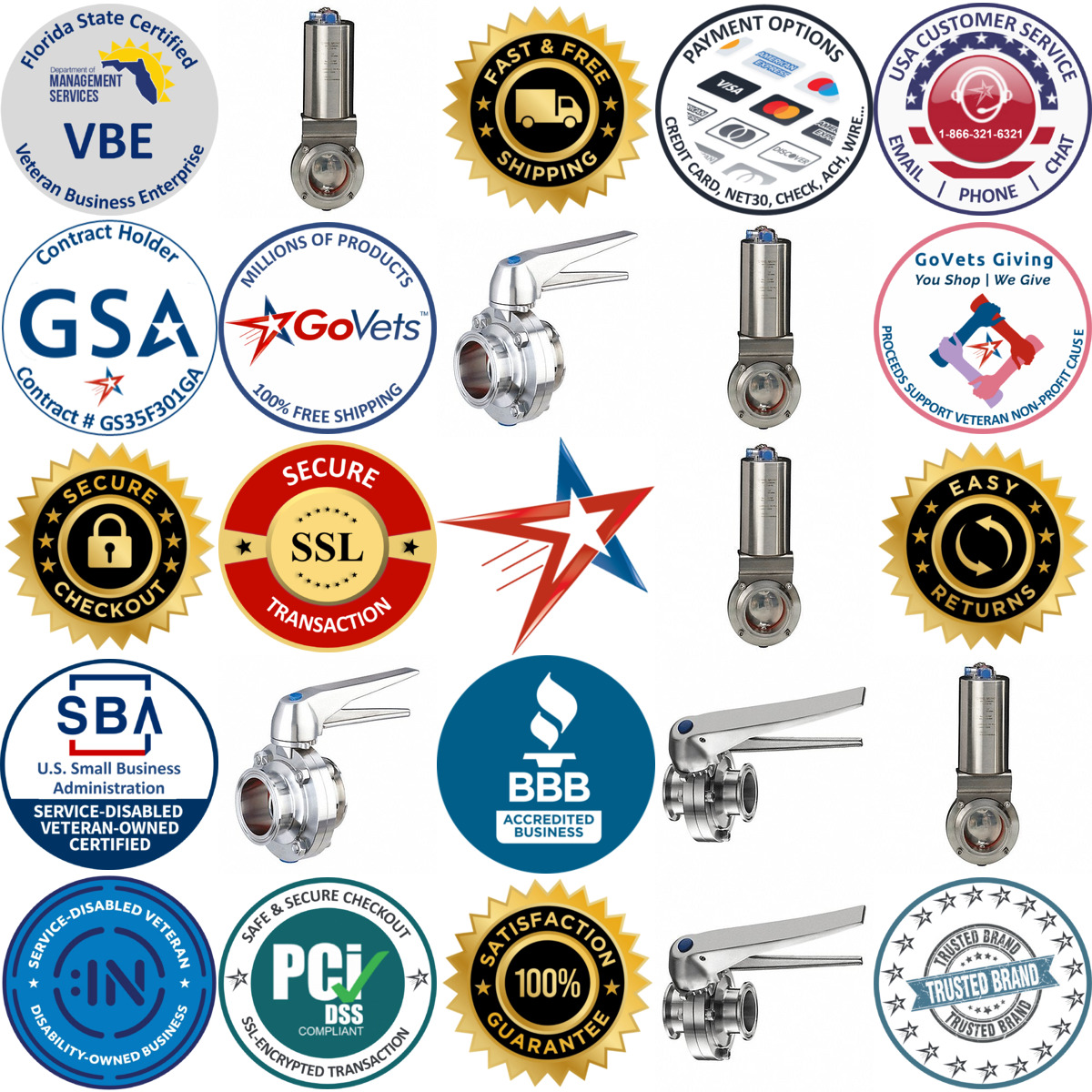 A selection of Sanitary Butterfly Valves products on GoVets