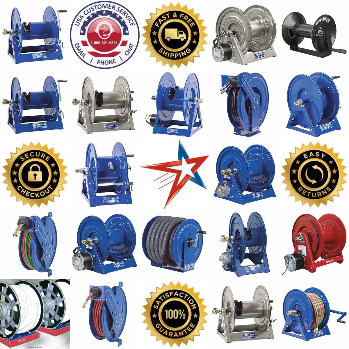 A selection of Air and Electric Motor Driven Hose Reels Without h products on GoVets