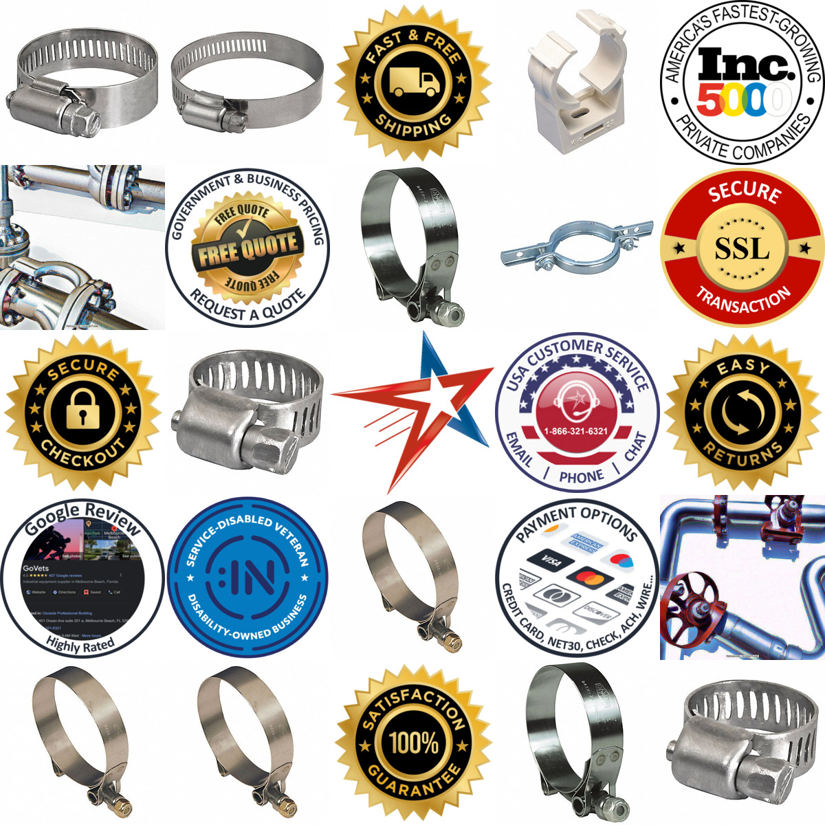 A selection of Pipe and Tube Clamps products on GoVets