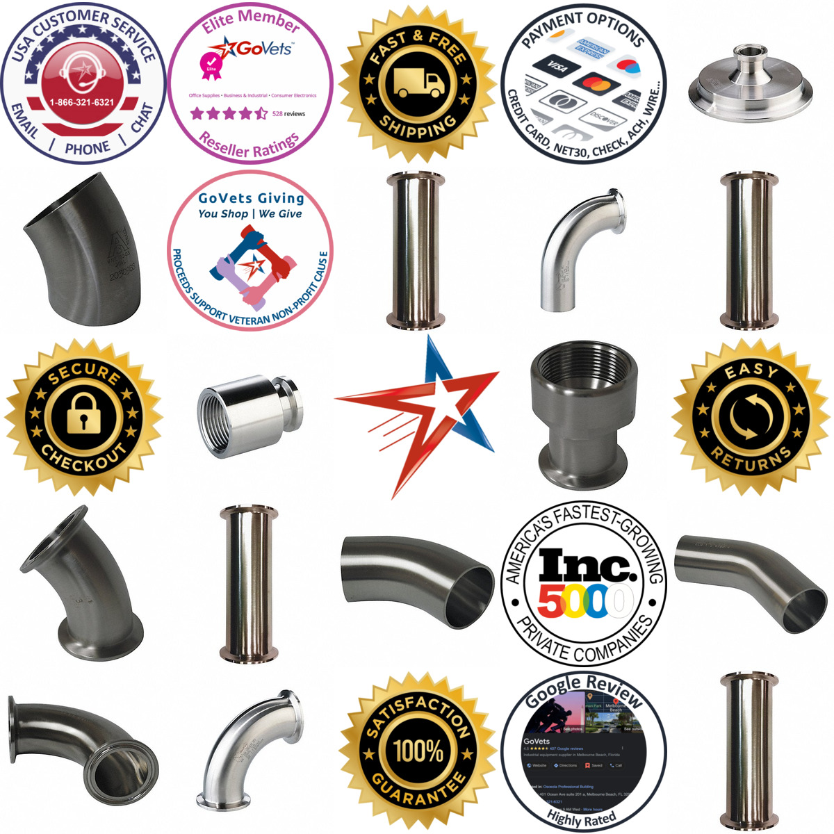 A selection of Sanitary Couplings Adapters Unions and Elbows products on GoVets