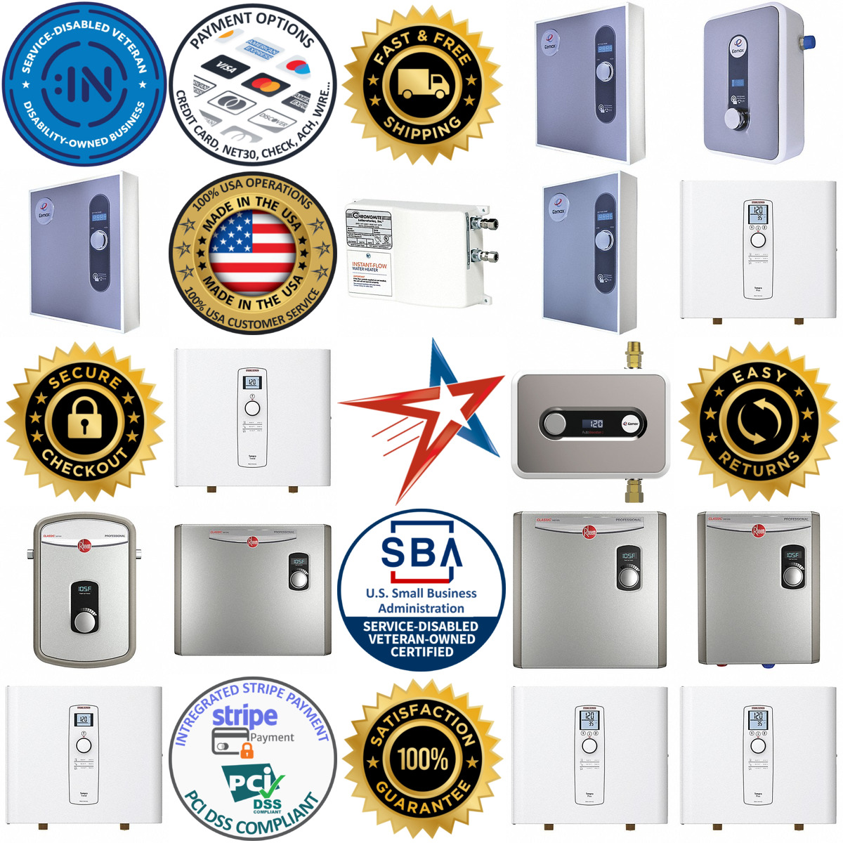 A selection of Electric Tankless Water Heaters products on GoVets