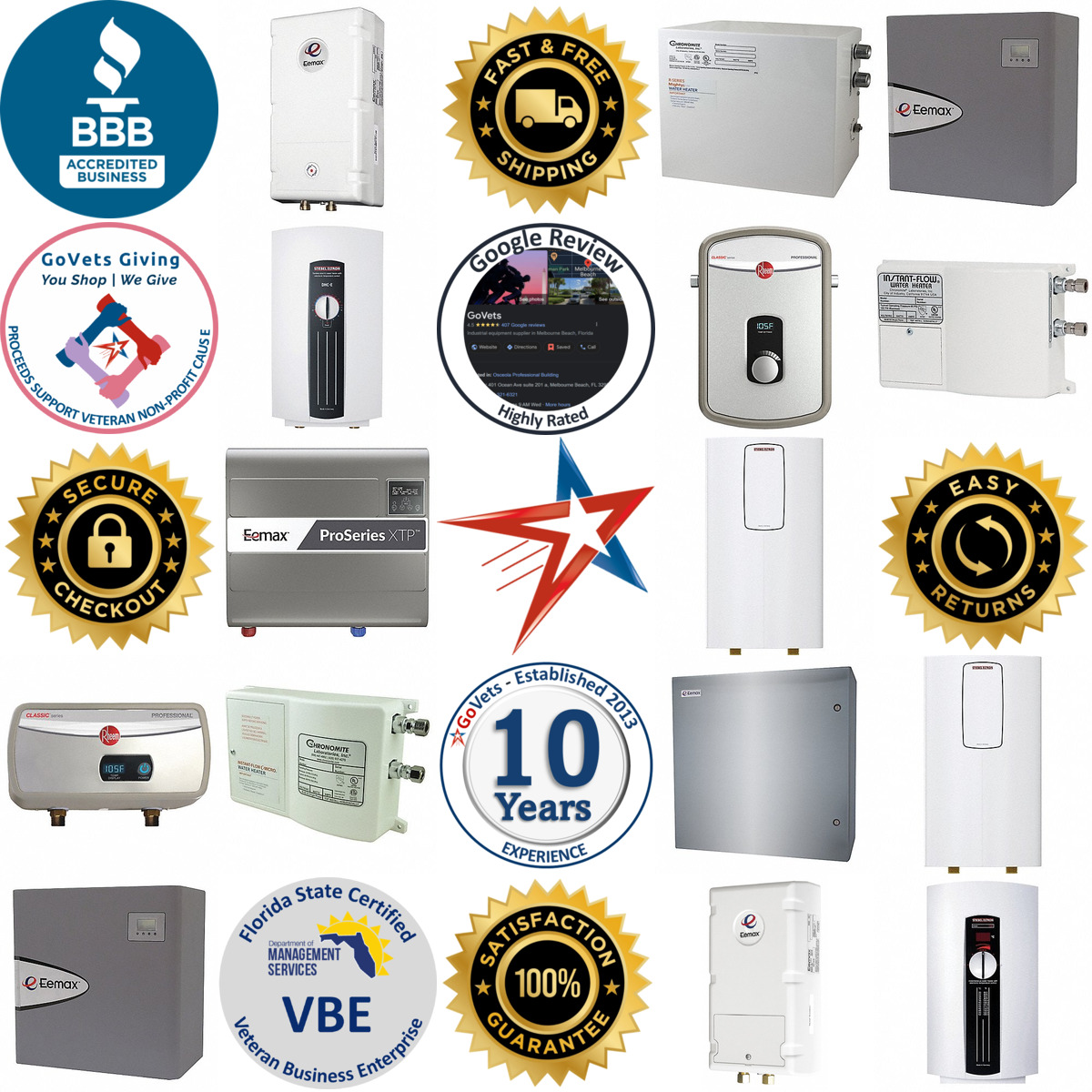 A selection of Point of Use Tankless Water Heaters products on GoVets
