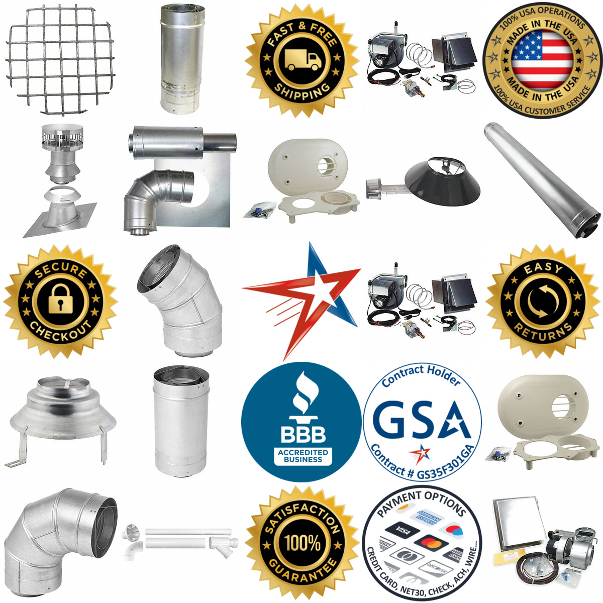 A selection of Water Heater Vents Venting Hardware and Kits products on GoVets